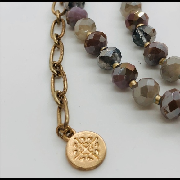 Vintage Designer Slice Pendant Crystal Bead Necklace - Picture 9 of 12